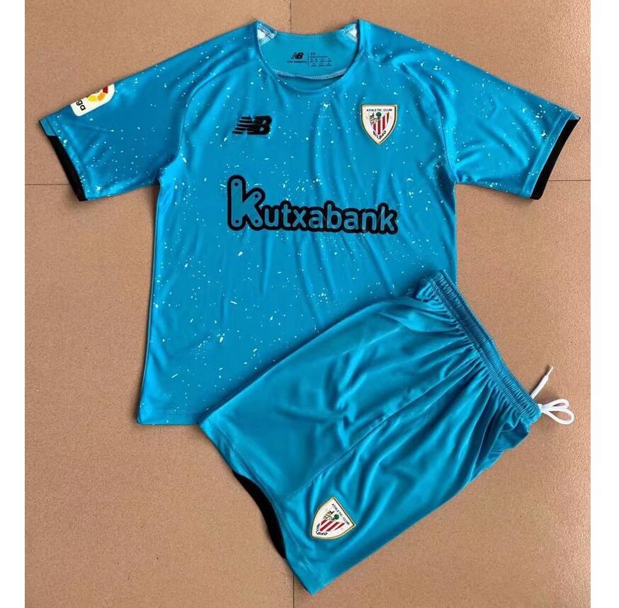 Kids Athletic Bilbao 2021/22 Goalkeeper Blue Soccer Kits Shirt With Shorts